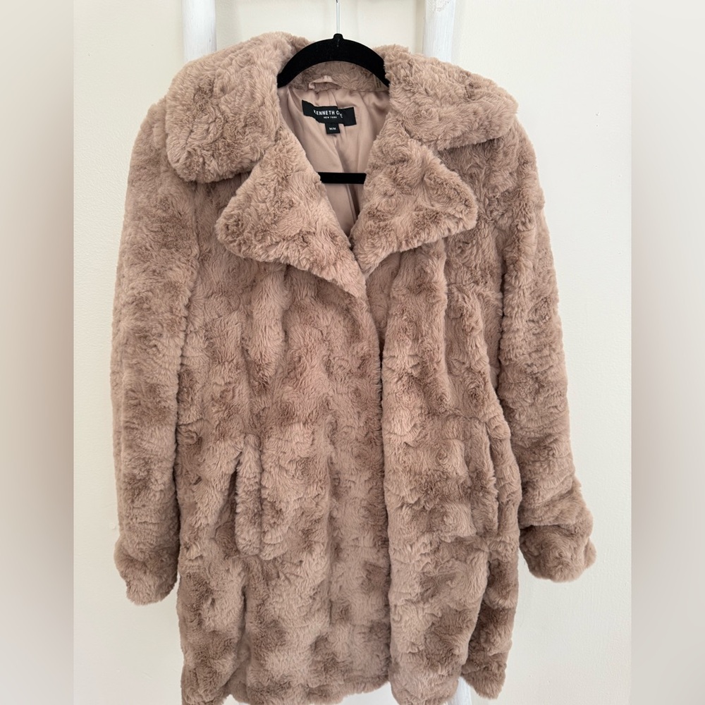 Pink / Tan / Mauve Kenneth Cole Faux Fur Coat